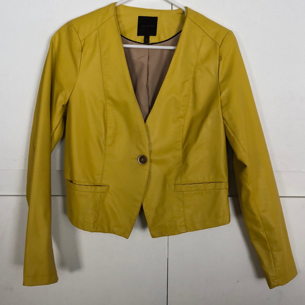 The Limited Yellow Vegan Leather Blazer